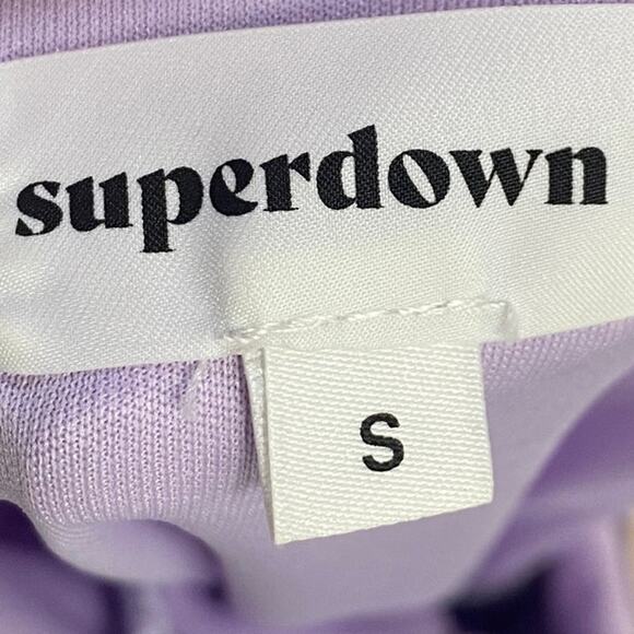 Superdown Carissa Mini Dress Bodycon Crochet Lace Surplice V Neck Lavender Small - Picture 8 of 10